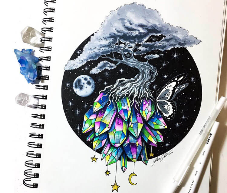 750x640 my little planet pencil drawing - Planet Drawing