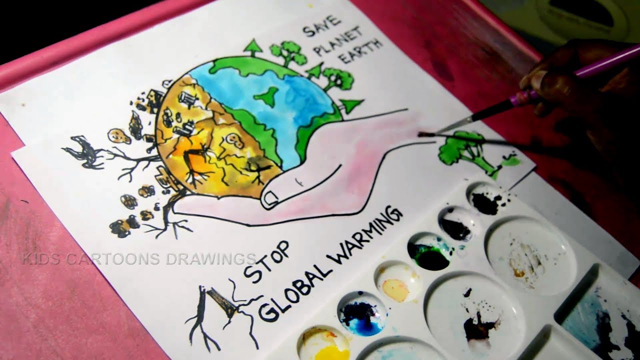 1280x720 how to draw stop global warming and save planet earth drawing - Planet Earth Drawing