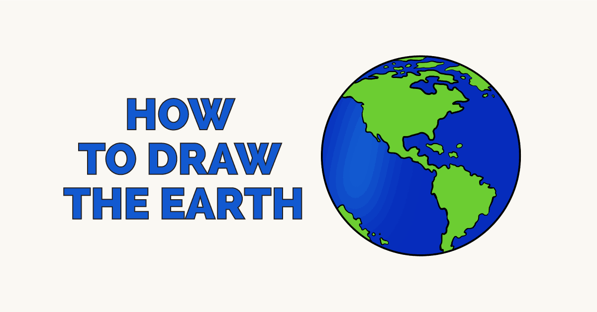 1200x628 how to draw the earth - Planet Earth Drawing