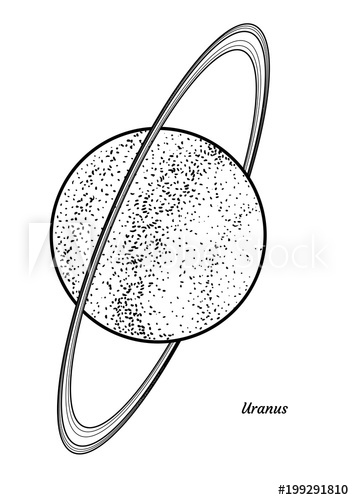 354x500 Planet Uranus Illustration, Drawing, Engraving, Ink, Line Art - Planet Line Drawing
