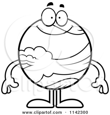 450x470 cartoon clipart of a black and white smiling planet venus - Planet Venus Drawing