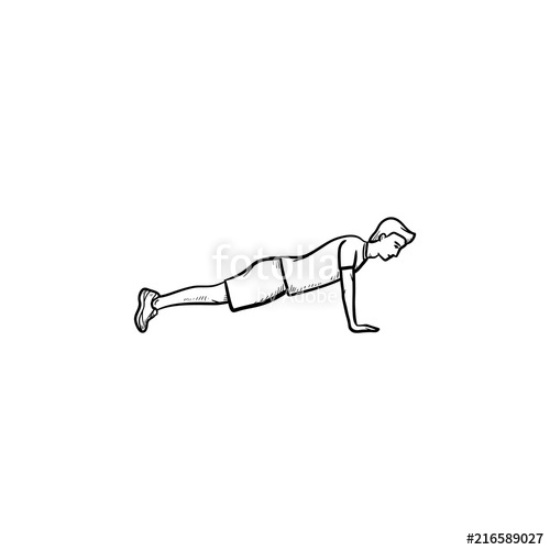 500x500 young man doing push ups hand drawn outline doodle icon fitness - Plank Drawing