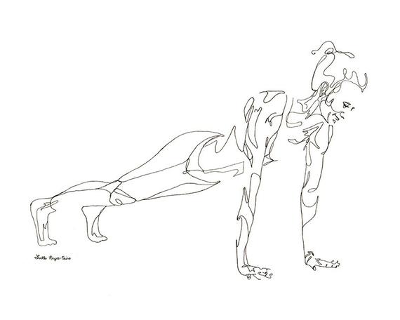 570x456 drawing of a woman in plank position yoga art print plank etsy - Plank Drawing