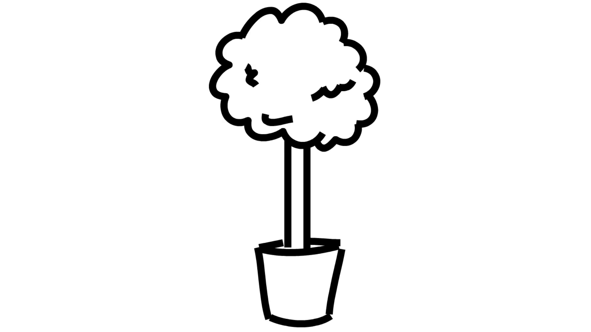 1920x1080 Plant In A Pot Flower Line Drawing Illustration Animation - Plant Drawing Black And White