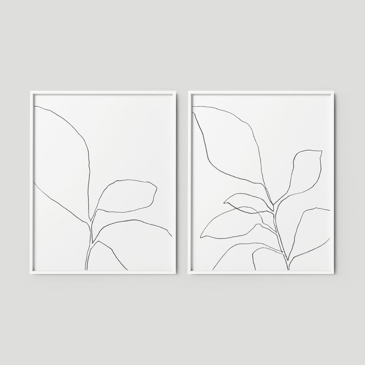 1200x1200 Botanical Line Drawing Set Of Prints - Plant Drawing Black And White