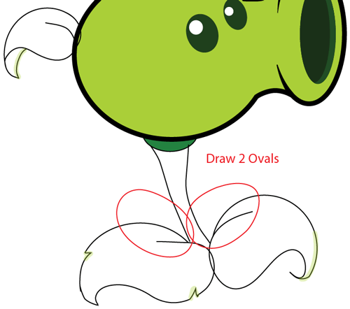 500x442 how to draw pea shooter from plants vs zombies game with easy - Plant Drawing Easy