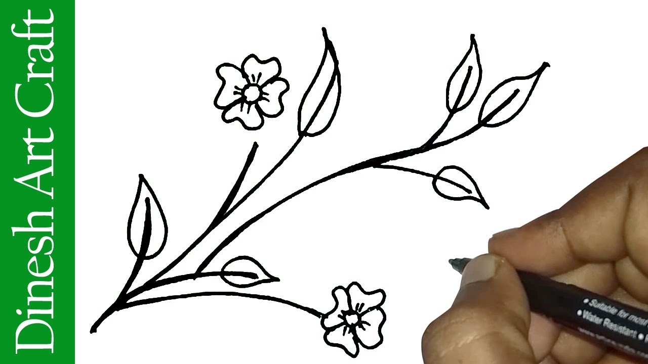 1280x720 How To Draw Plant, Flower And Leaves Easy Flower Drawing - Plant Drawing Easy