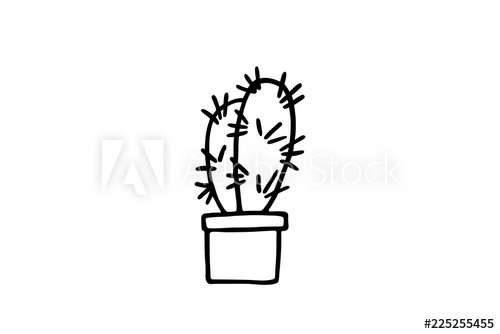 500x334 drawing of cactus in a plant pot, vector illustration - Plant In Pot Drawing
