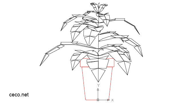 640x360 autocad drawing green leafy plant in a ceramic pot dwg - Plant In Pot Drawing
