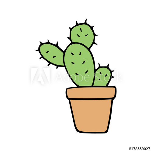 500x500 cute little cacti in orange or beige plant pot vector - Plant In Pot Drawing