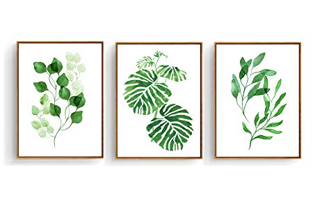 450x300 Hepix Pcs Canvas Wall Art Tropical Palm Wall Decor - Plant Leaf Drawing