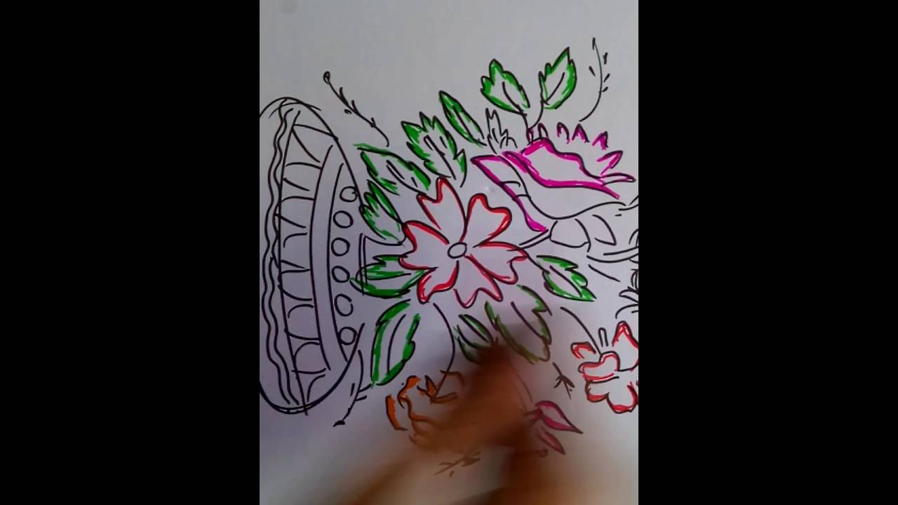 1280x720 Drawing In Simple Steps - Plant Pot Drawing