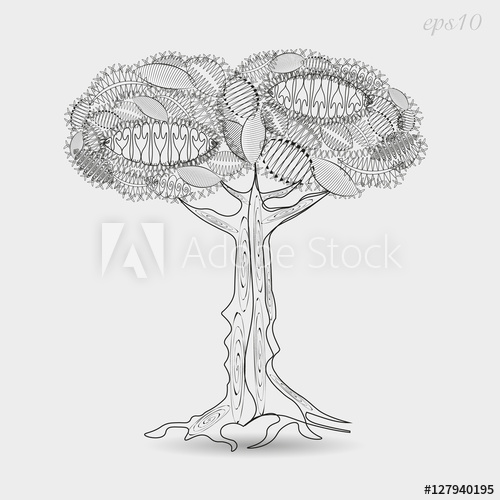 500x500 Openwork Tree Graphics Drawing Abstract Design Author Krone Leaf - Plant Roots Drawing