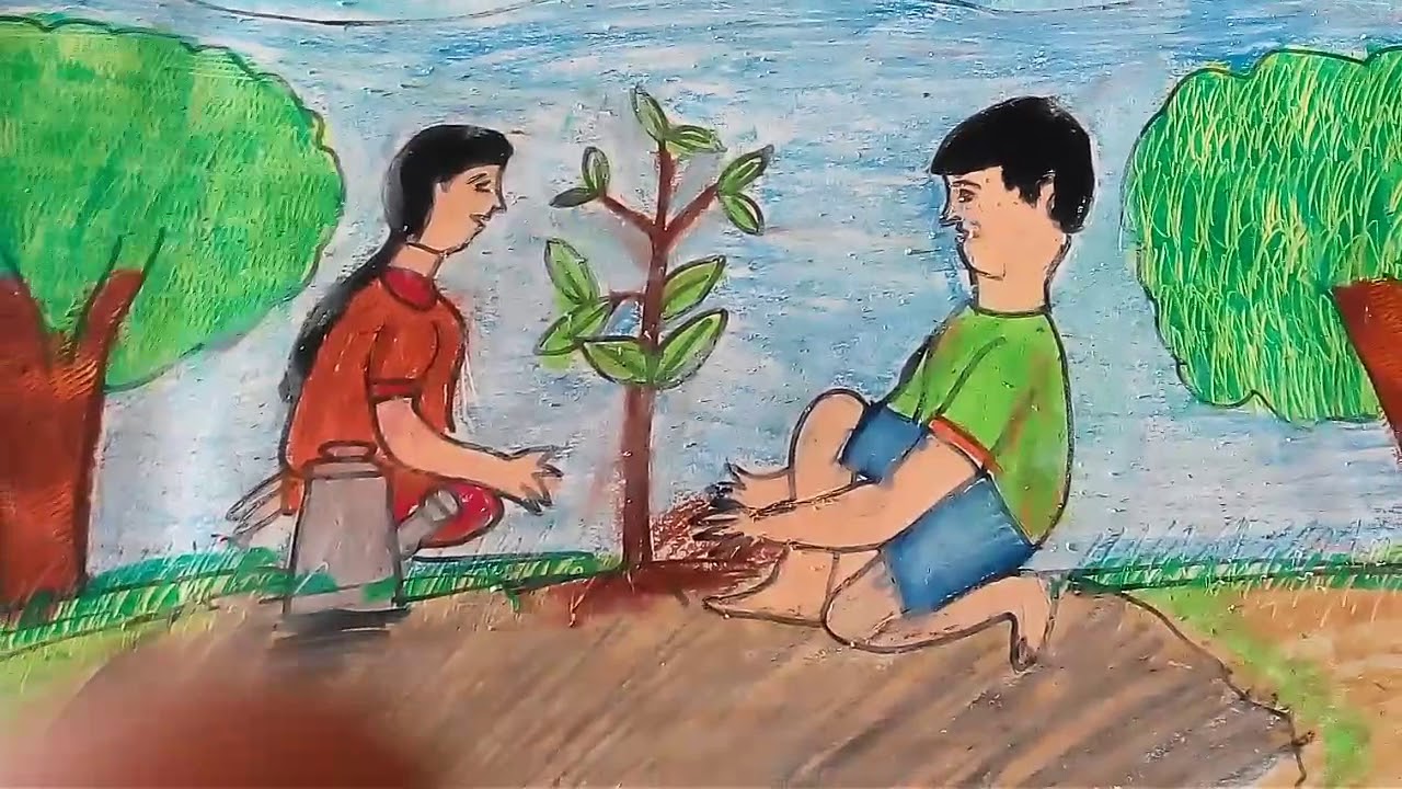 1280x720 How To Draw Tree Plantation - Plantation Drawing