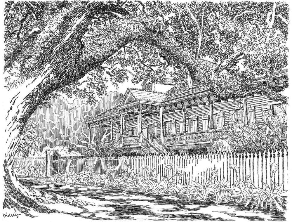 1000x760 bharris art laura plantation, vacherie, louisiana - Plantation Drawing