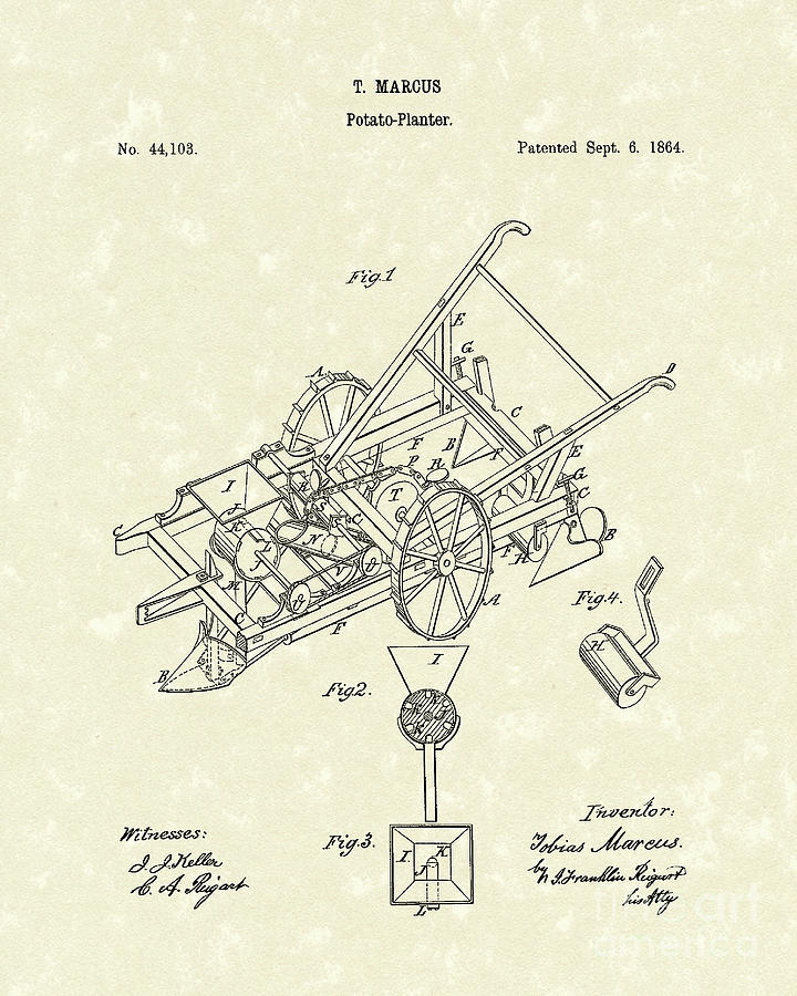 720x900 potato planter patent art drawing - Planter Drawing