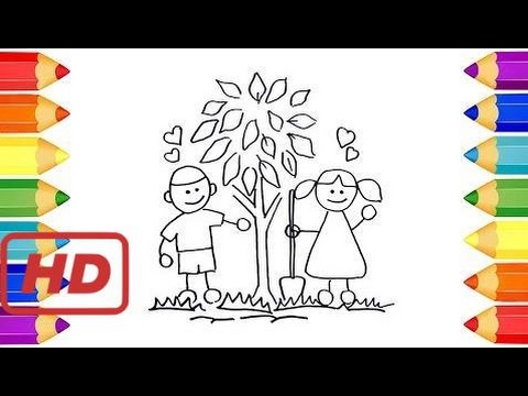 480x360 how to draw kids planting trees in the park colourful videos - Planting Trees Drawing