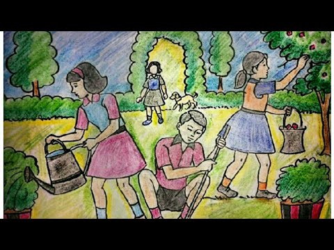480x360 how to draw memory drawing - Planting Trees Drawing