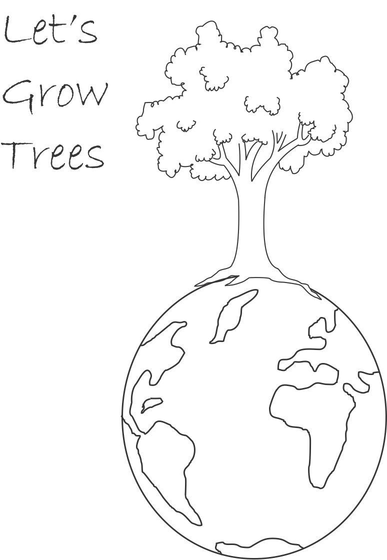 774x1120 Plant Tree Printable Coloring - Planting Trees Drawing