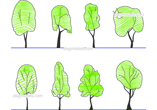 540x380 trees and plants dwg models, cad drawings free download - Planting Trees Drawing