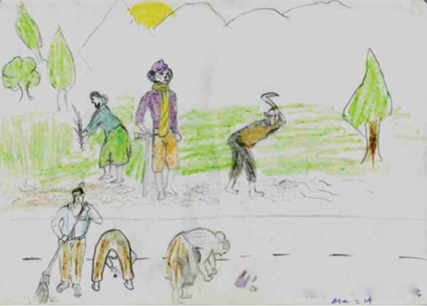 850x610 drawing of ethiopian countryside 'by planting trees and improving - Planting Trees Drawing