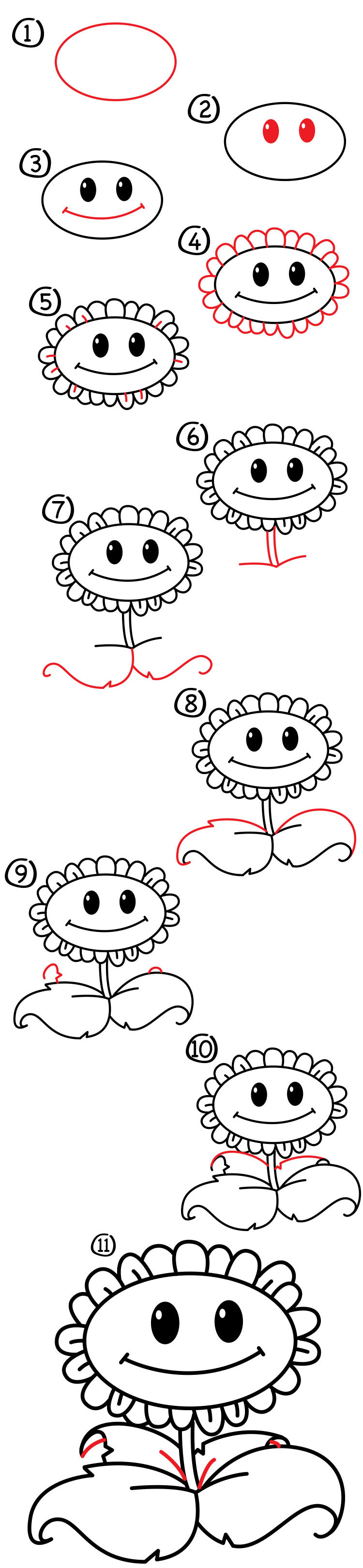 750x3239 How To Draw A Sunflower From Pvz - Plants Vs Zombies Drawing All Plants