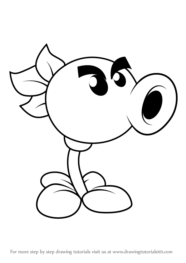 596x843 Learn How To Draw Repeater From Plants Vs Zombies - Plants Vs Zombies Drawing Book