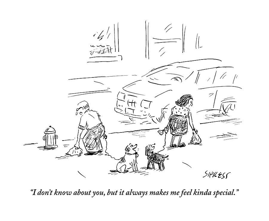 900x739 one dog to another as owners use plastic bags drawing - Plastic Bag Drawing