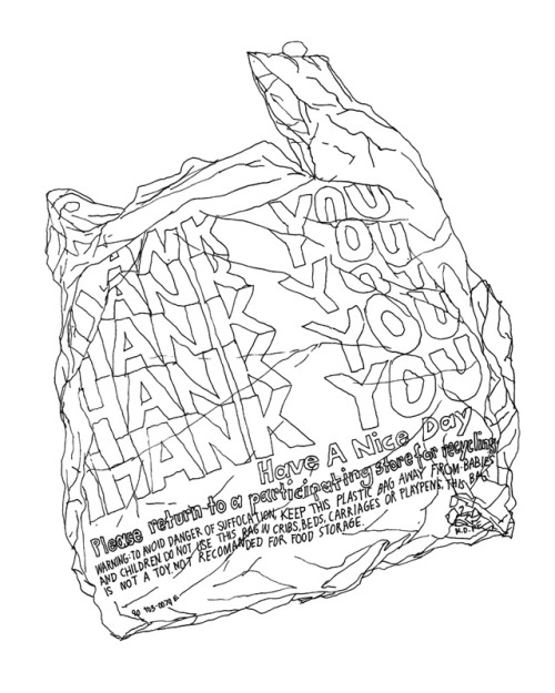 500x625 drawing illustration black and white typography design thank you - Plastic Bag Drawing