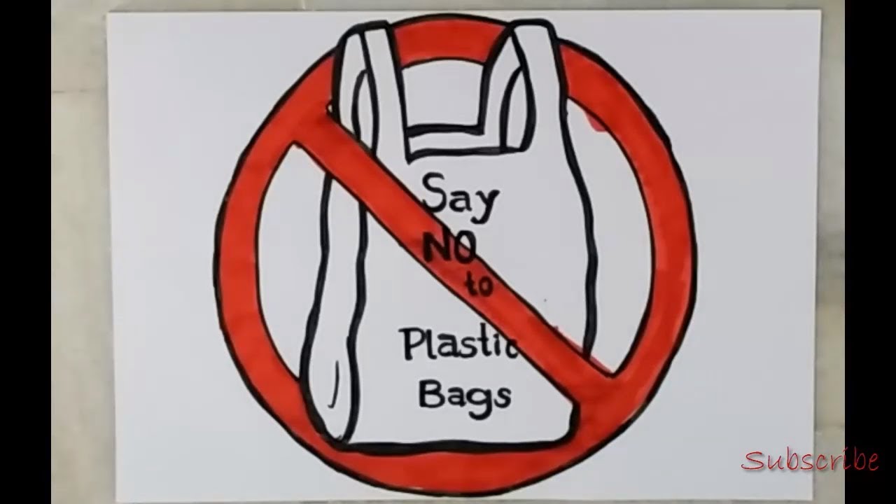 1280x720 say no to plastic bags poster drawing artistica - Plastic Bag Drawing