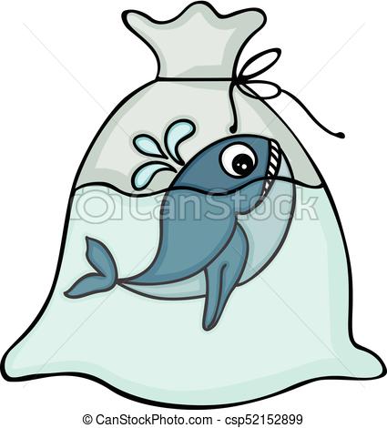 425x470 cute whale inside the plastic bag scalable vectorial image - Plastic Bag Drawing