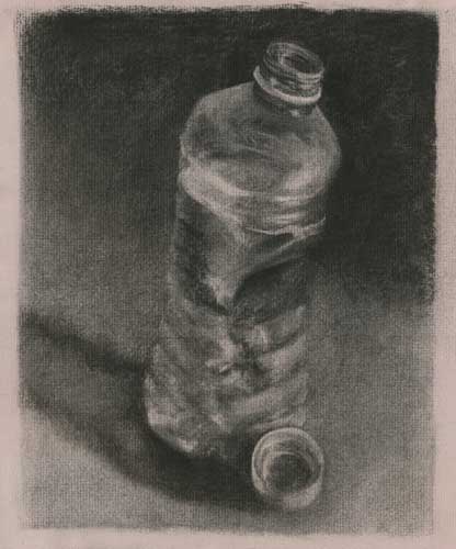 416x500 Plastic Water Bottle Charcoal Still Life Drawing Jo Bradney - Plastic Water Bottle Drawing