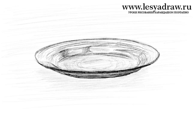 650x400 how to draw a plate with a pencil step - Plate Drawing