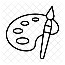 256x256 paint, art, brush, plate, drawing icon of line style - Plate Drawing