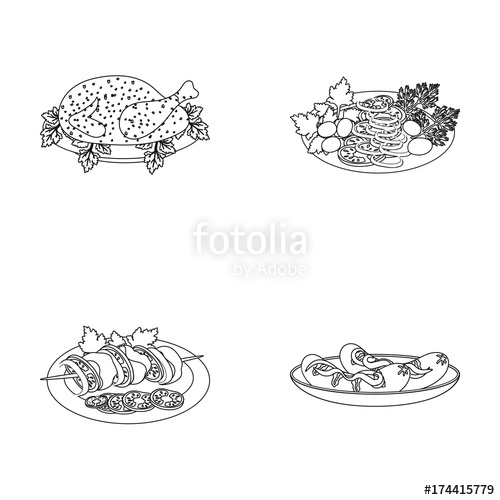 500x500 fried chicken, vegetable salad, shish kebab with vegetables, fried - Plate Of Food Drawing