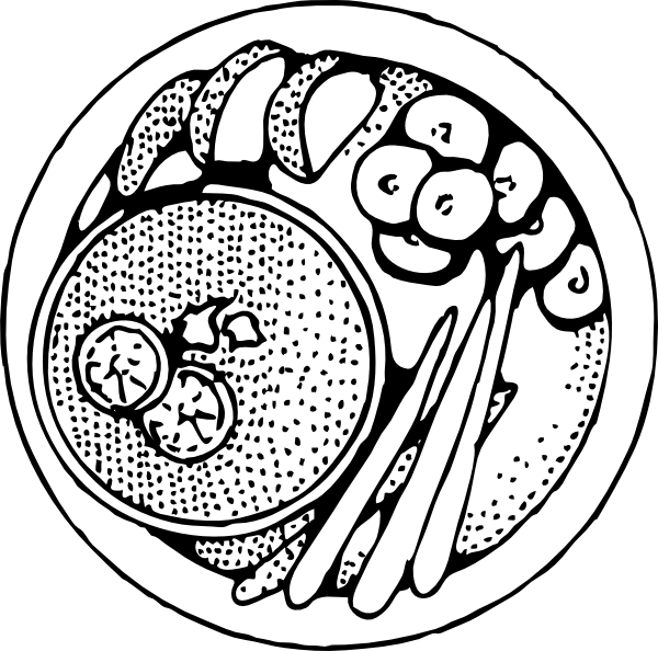 600x594 plate of food clip art - Plate Of Food Drawing