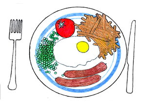 300x214 plate of food drawing - Plate Of Food Drawing