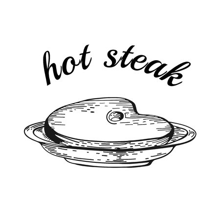 450x450 american breakfast poster steak house with a steak in the form - Plate Of Food Drawing