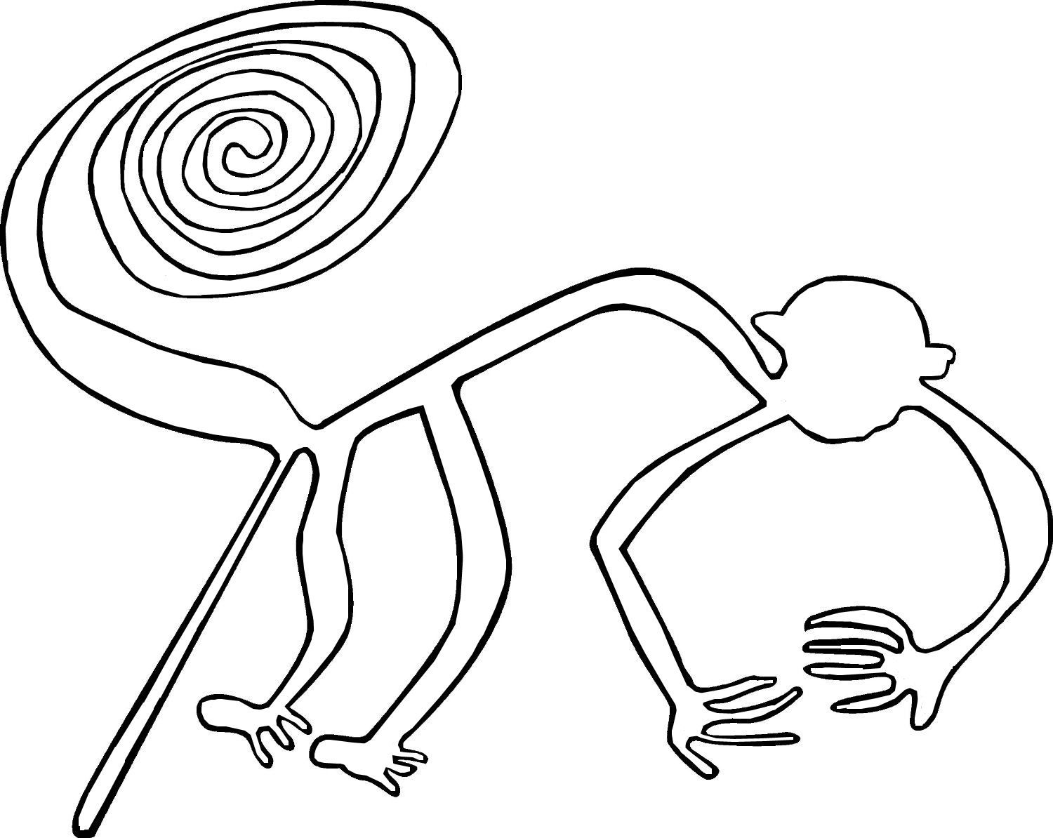1500x1194 nazca plateau contour line drawing monkey tattoospiercings - Plateau Drawing