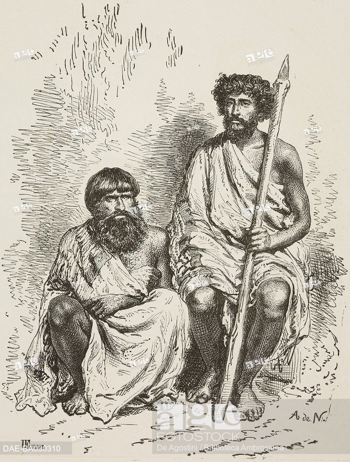 699x922 Toda Men From The Nilgiri Plateau, Drawing - Plateau Drawing