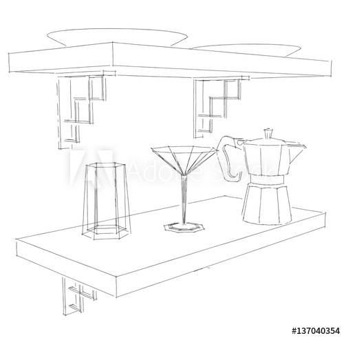 500x490 sketch drawing of kitchenware - Plates Drawing