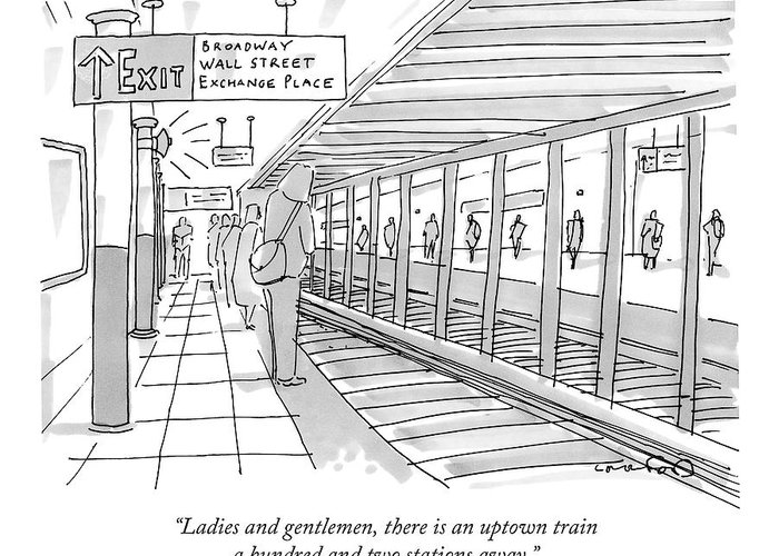 700x500 People Stand On A Subway Platform Awaiting Greeting Card For Sale - Platform Drawing