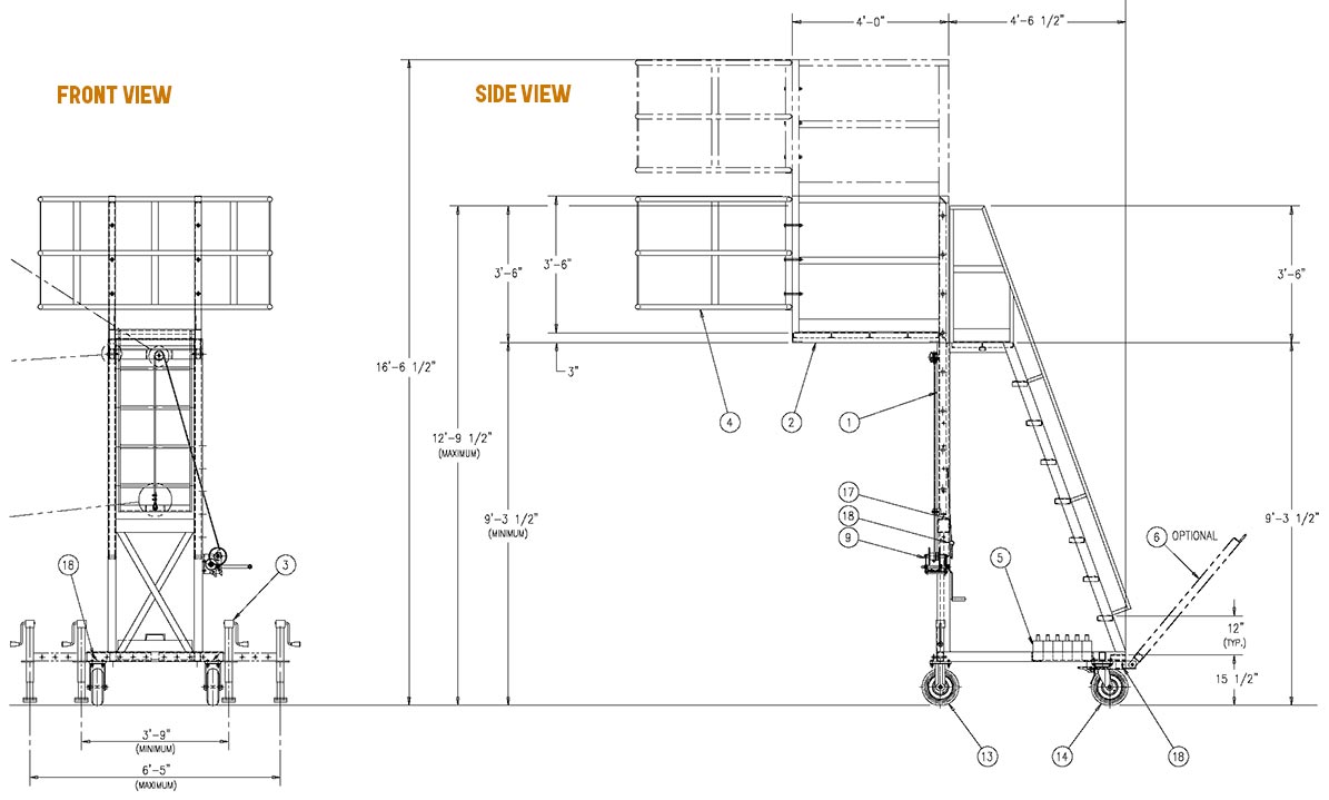 1195x719 Portable Access Platform For Trucks Railcars Cai Safety Systems - Platform Drawing