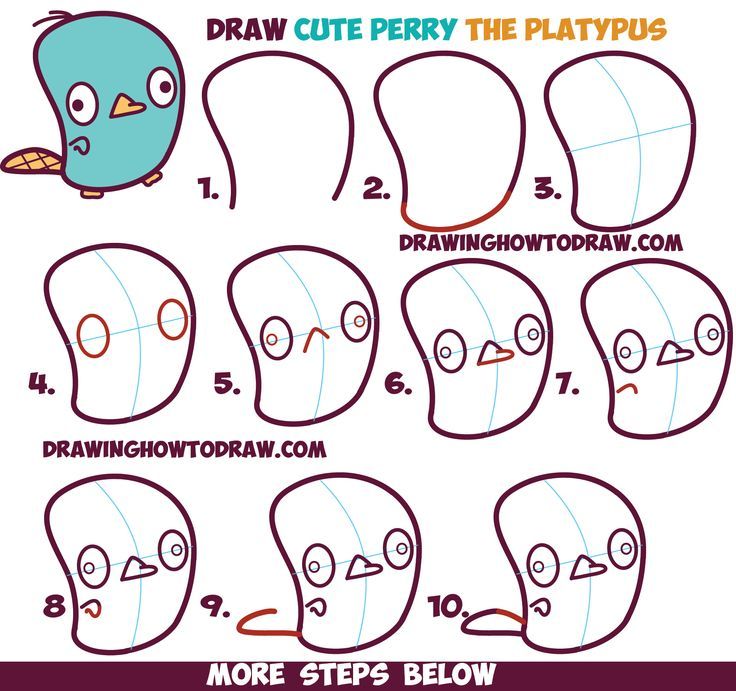 736x691 How To Draw Cute Kawaii Chibi Perry The Platypus From Phineas - Platypus Drawing Step Step