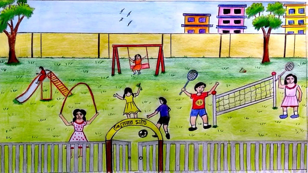 1280x720 How To Draw Scenery Of Children's Playground Step - Play Drawing