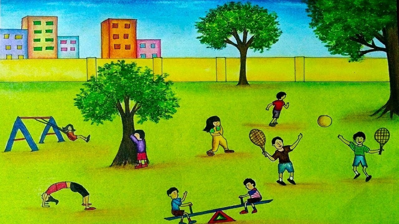 1280x720 Park Drawing - Play Drawing