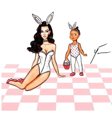463x468 kim kardashian possibly places playboy bunny ears on her daughter - Playboy Bunny Drawing