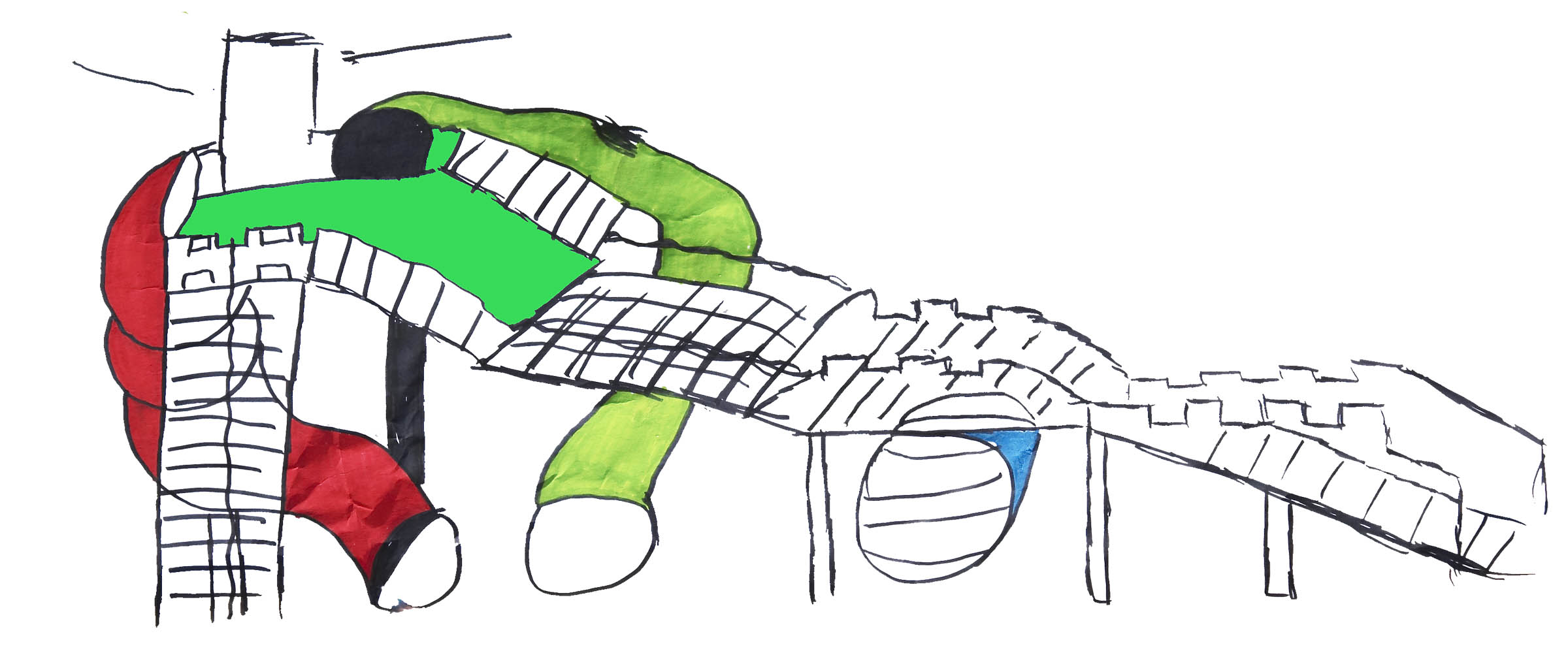 2400x1000 Kid Playground Drawing - Playground Drawing