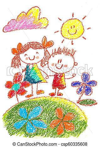 318x470 Kids Drawing Kindergarten School Happy Children - Playground Drawing