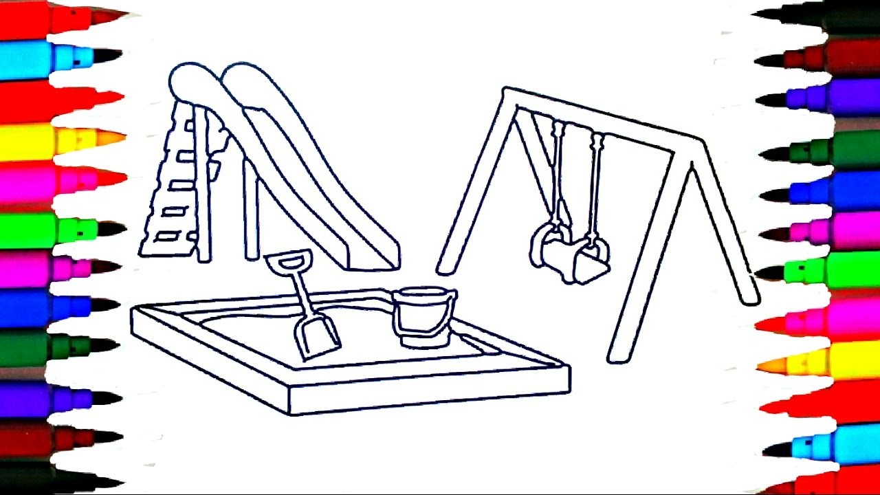 1280x720 Colours For Kids Swing Sandpit Coloring Pages L How To Color - Playground Drawing